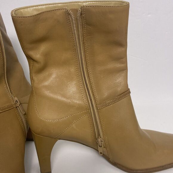 MARKON Women’s Ankle Boots Sz 10M Beige Side Zip 3.25in Heel Square Toe - Picture 5 of 8